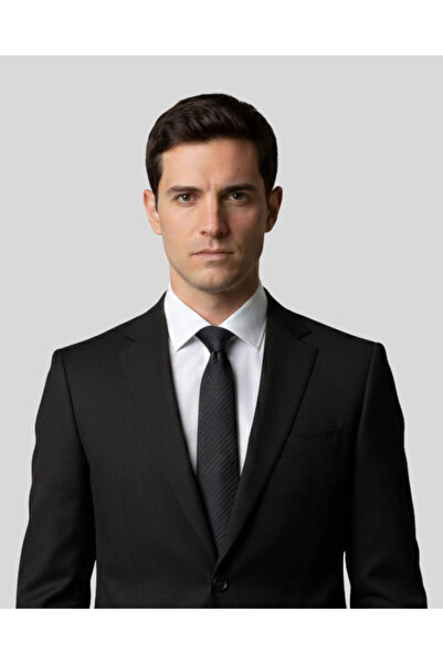 KUMOVO Navy Blue Striped Thin Black Tie – 7 cm Wide