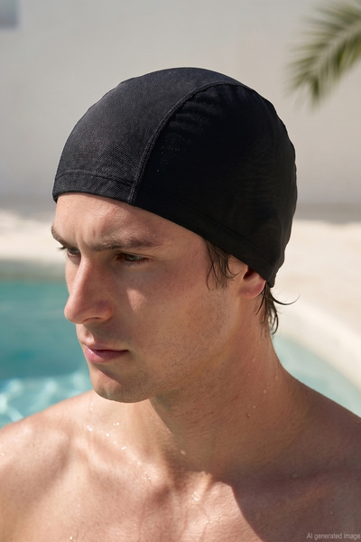Haliç Mayo Men's Thermal Sea Pool Flexible Lycra Cloth Cap 01 Black01