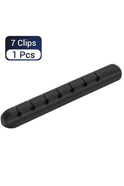 choice2 7 Clips Black Silicone USB Cable Clip Winder Organizer Round Charger ...