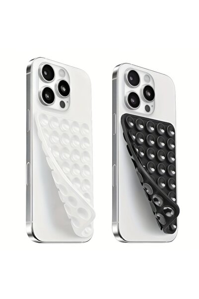 Choice1 White Black 2pcs Double-Sided Silicone Suction Cup Phone Stand for Ip...