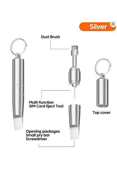 choice2 no Silver 3 in 1 SIM Card Ejector Pin Portable Keychain Earphone Clea...