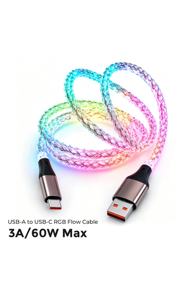 choice2 1m USB A-C 60W Max Light Up Type C Charger Cable PD100W Fast Charging...