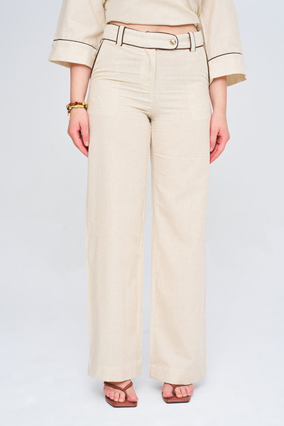 Orfeo Negro Women's Wide Leg Pants with Waist and Pocket Accents