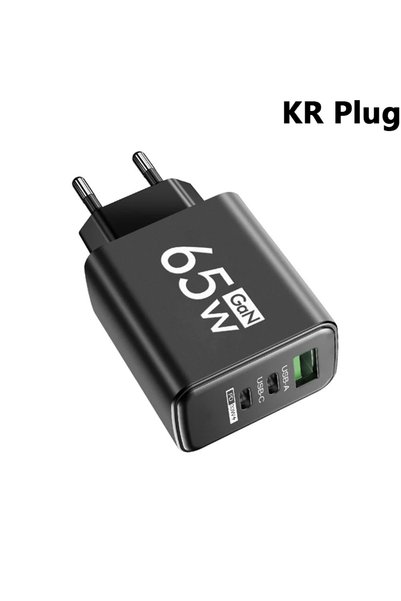 Choice4 KR Plug Black GaN 65W USB C Wall Charger Mobile Phone PD Type C Quick...