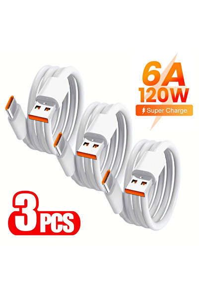 Choice1 1m 3PCS 3PCS 6A 120W Super Fast Charge Type C Cable For Redmi POCO No...
