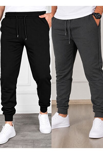 TORUK MAKTO Set of 2 Unisex Ribbed Leg Sweatpants Jogger Comfortable Fit Dail...