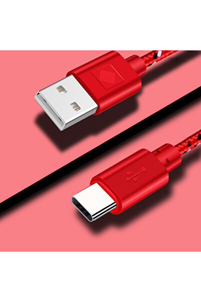 Choice23 1m Red USB A to Type C Nylon Braided Fast Charging Cable 1M 2M 3M Da...