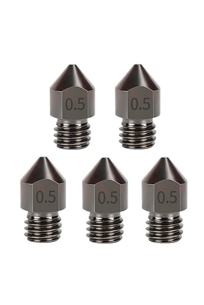 Choice 5PCS 0.5mm Hardened Steel MK8 Nozzle for 3D Printers Upgraded All Meta...