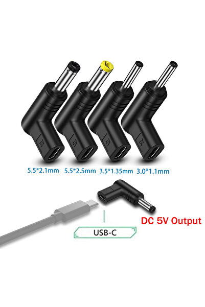 Choice1 4Pcs 90 Degree Angled USB C to DC 5V PD Charging Adapter Plug for Lap...