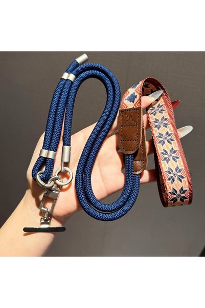 Choice3 Polyester / Nylon dark blue Stylish Wide-Strap Phone Lanyard—Adjustab...