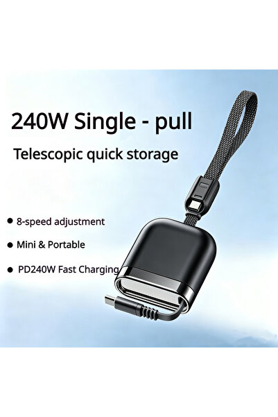 Choice Type-C to Type-C 1.2m black 120cm 240W Retractable Type-C Fast Chargin...