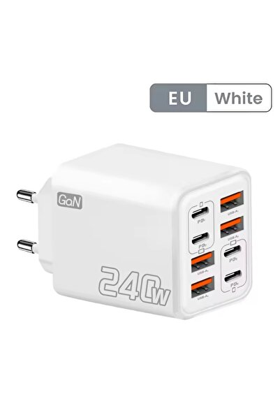 Choice3 White-EU 240W GaN USB C Charger 8 in 1 Fast Charging Phone Charger Po...