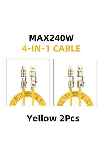 Choice 1m 2PCS 240W 4-in-1 Fast Charging Data Cable Type-C To Type-C Zinc All...