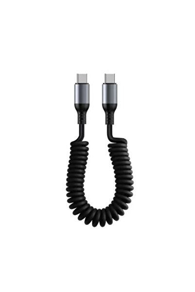 Choice1 Black CC 1M Car Spring Data Cord 6A Fast Charging USB C to USB C Cabl...