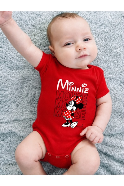 venüsdijital Minnie Mouse Custom Design Printed Baby Bodysuit