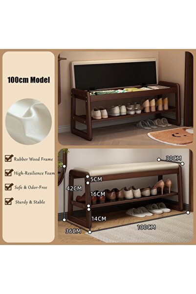 GoldenLike 100CM 2-Tier Entryway Shoe Rack Organizer Bench And Cushion Padded...