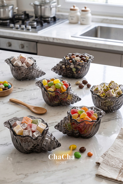ChaCha Home Maris |   Decorative Glass Sea Shell Turkish Delight Bowl & Prese...