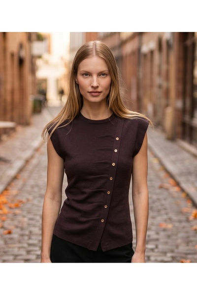 fujya Asymmetrical Pleated Joey Knitwear Blouse