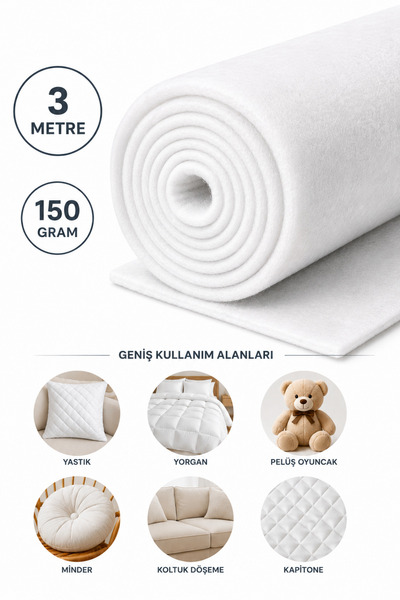 kaynar 3 Metre 150 Gr Metrelik Elyaf – Kalın Beyaz Rulo Elyaf Dolgu ve Kaplam...
