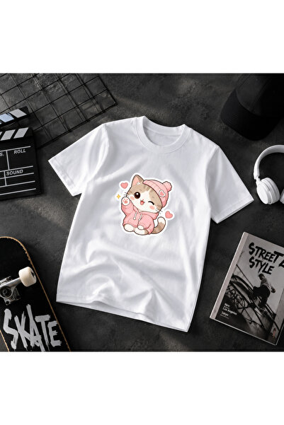 dompulerimoda Cutie Cat Young Kids Unisex Oversize T-Shirt