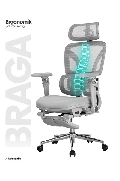 KARR OFFICE Braga Ergonomik Çalışma Koltuğu - Gri