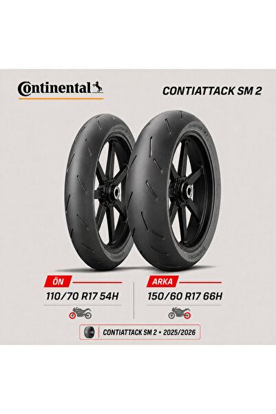Continental ContiAttack SM 2 110/70 R17 54H - 150/60 R17 66H Ön Arka Motosikl...