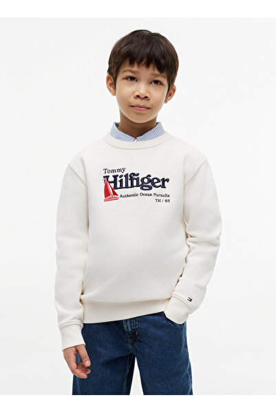 Tommy Hilfiger Lacivert Erkek Çocuk Bisiklet Yaka Nakışlı Sweatshirt KB0KB105...