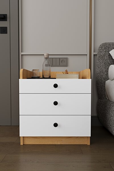 asratrend Modern 3 Çekmeceli Komodin Şifonyer %100 MDF Çok Amaçlı Organizer K...