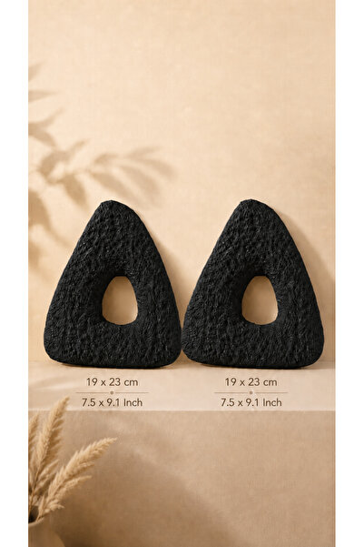 Muyika Design Wabi Sabi Duvar Dekoru 2'li Set Siyah Beton Taş Görünümlü Dokulu Soyut Duvar Pano Obje MUYİKA-2'li Üçgen Antrasit