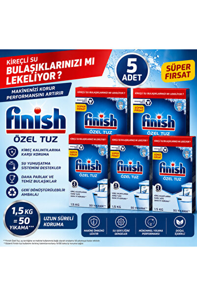 DERİNSU KİMYA Özel Tuz 1,5 KG x 5 Adet – Bulaşık Makinesi Tuzu – Kireç Kalınt...