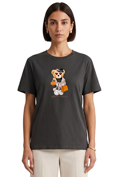 DK DAKSEL Women's Smoked Beverly Hills Teddy Bear Printed T-Shirt Comfortable...