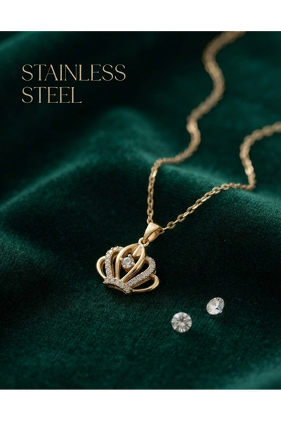 stainless steell سلسلة فولاذية 316L ذهبية اللون على شكل تاج