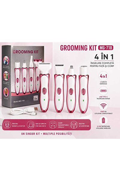 Geemy Set Îngrijire Personală 4 în 1 pentru Femei MG-718, Aparat Tuns și Ras ...