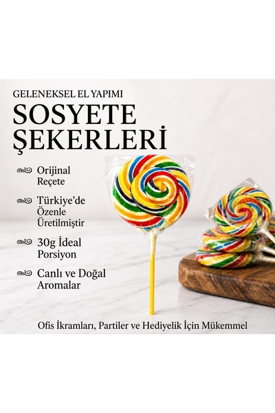 Poplix Sosyete Şekeri 30 Gr | 36 Adet Hediyelik | Nostaljik Lolipop | Gelenek...