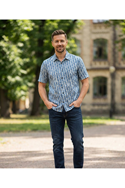 Chordi Men's Relaxed Fit Short Sleeve Cotton Summer Shirt