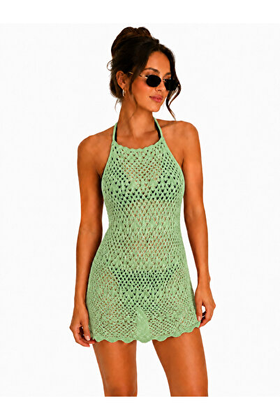 Neden Tekstil Openwork Backless Transparent Beachwear - Mini Beach Dress