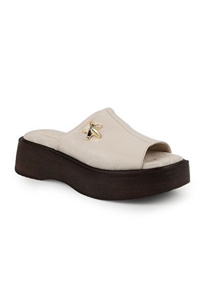 Mammamia Women's Slippers Daily Genuine Leather Single Strap Metal Star Acces...
