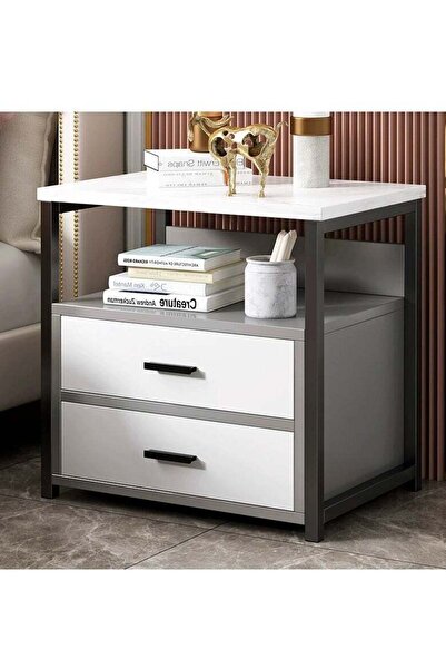 Generic Modern Bedside Cabinet Bedside Table Nightstand Metal Frame Side Tabl...