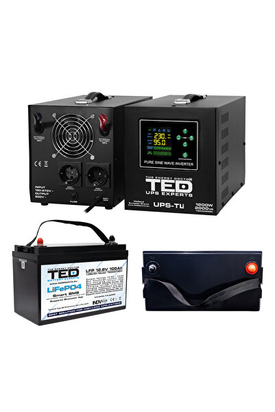 TED Electric Pachet UPS 2000VA/1200W Runtime Extins cu Acumulator Extern LiFe...