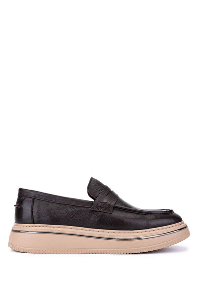 Tamer Tanca Men's Genuine Leather Brown Loafer Shoes