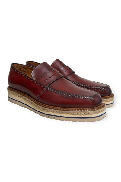 FRANCO CALVANI Brown Laceless Genuine Leather Men's Shoes