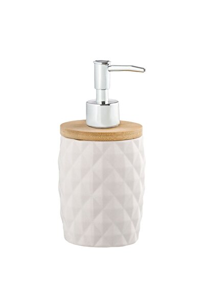 Zâna Casei Ceramic Dispenser with Bamboo Lid White Diamond for Liquid Soap 340ml