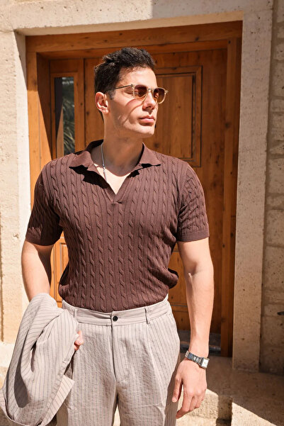 no7man Sable Brown Knitwear Men's Tshirt