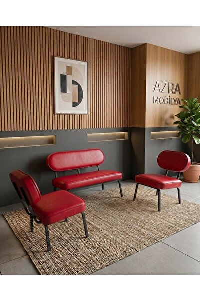 Azra Mobilya Luna 2+1+1 Deri Kumaş Ofis & Büro İş Yeri Bekleme Koltuğu Takımı...