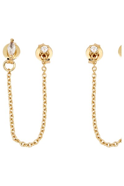French Connection Women Front Back Chain Crystal Earrings