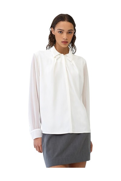 French Connection Women Arezzo Crepe Collar Detail Shirt