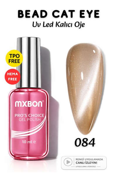 Mxbon Uv Led Kalıcı Oje 10 ml Hema & TPO Free Bead Cat Eye - 084
