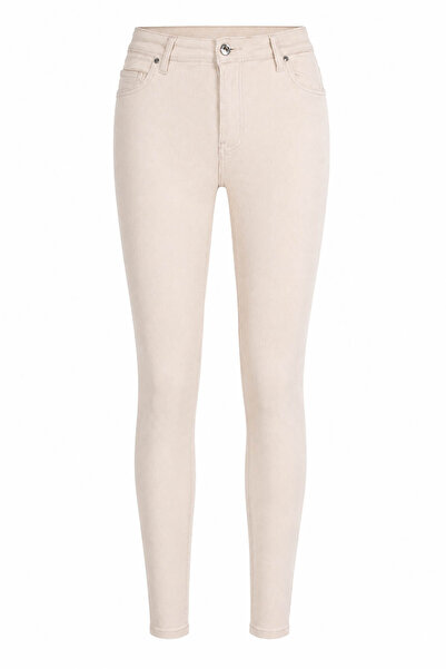 double Uske, mršave krem boje ženske jeans pantalone 3529