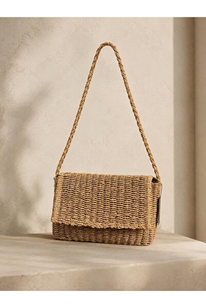 Luminos Butik Ψάθινη τσάντα σε χρώμα καμηλό 20x30 CNT1069