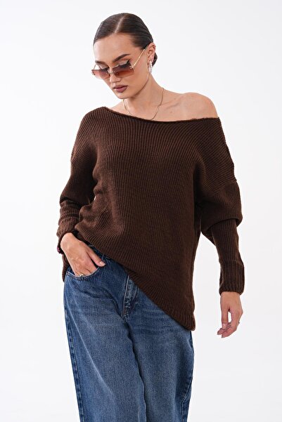 ŞİMAL Women's Seamless Collar Knitted Loose Sweater 265022 -